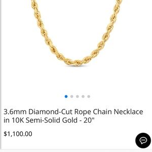 Rope chain 20 inches 10k Gold. Made in turkey. $1100. New